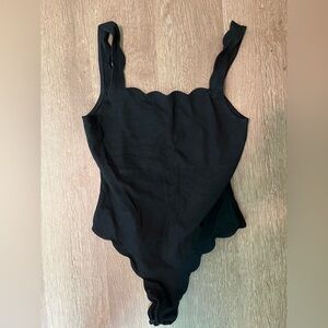 NWOT Black Scalloped Bodysuit